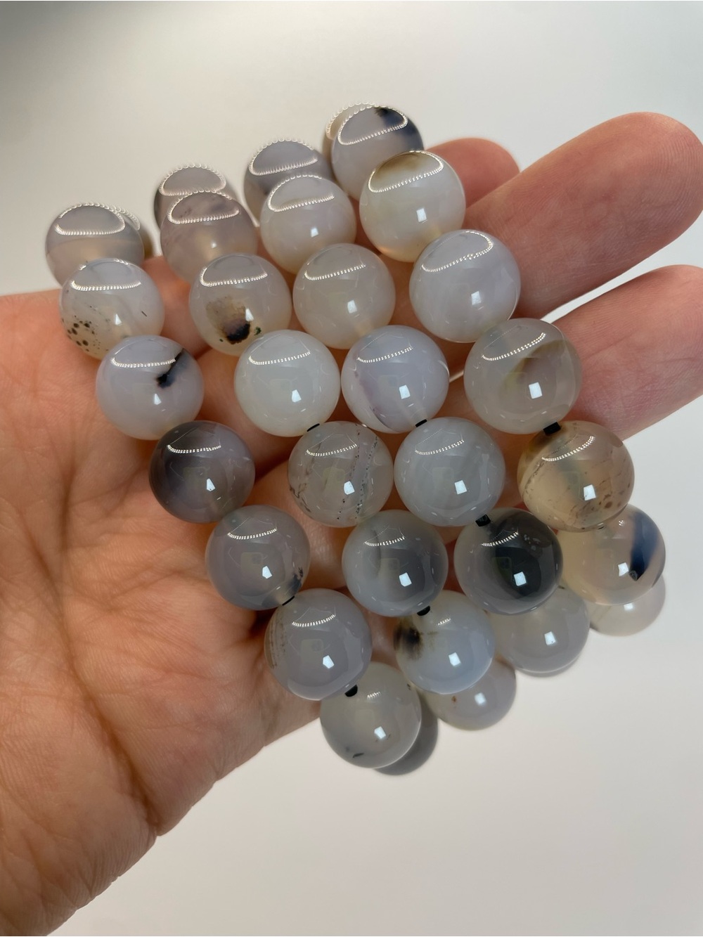 ONE Natural Montana Agate with Inclusions Bead Bracelet - 12mm (0150)